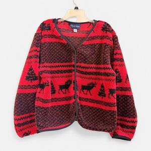 David Hollis red and black moose fleece jacket